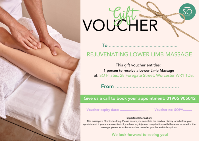 rejuvenating lower limb massage voucher